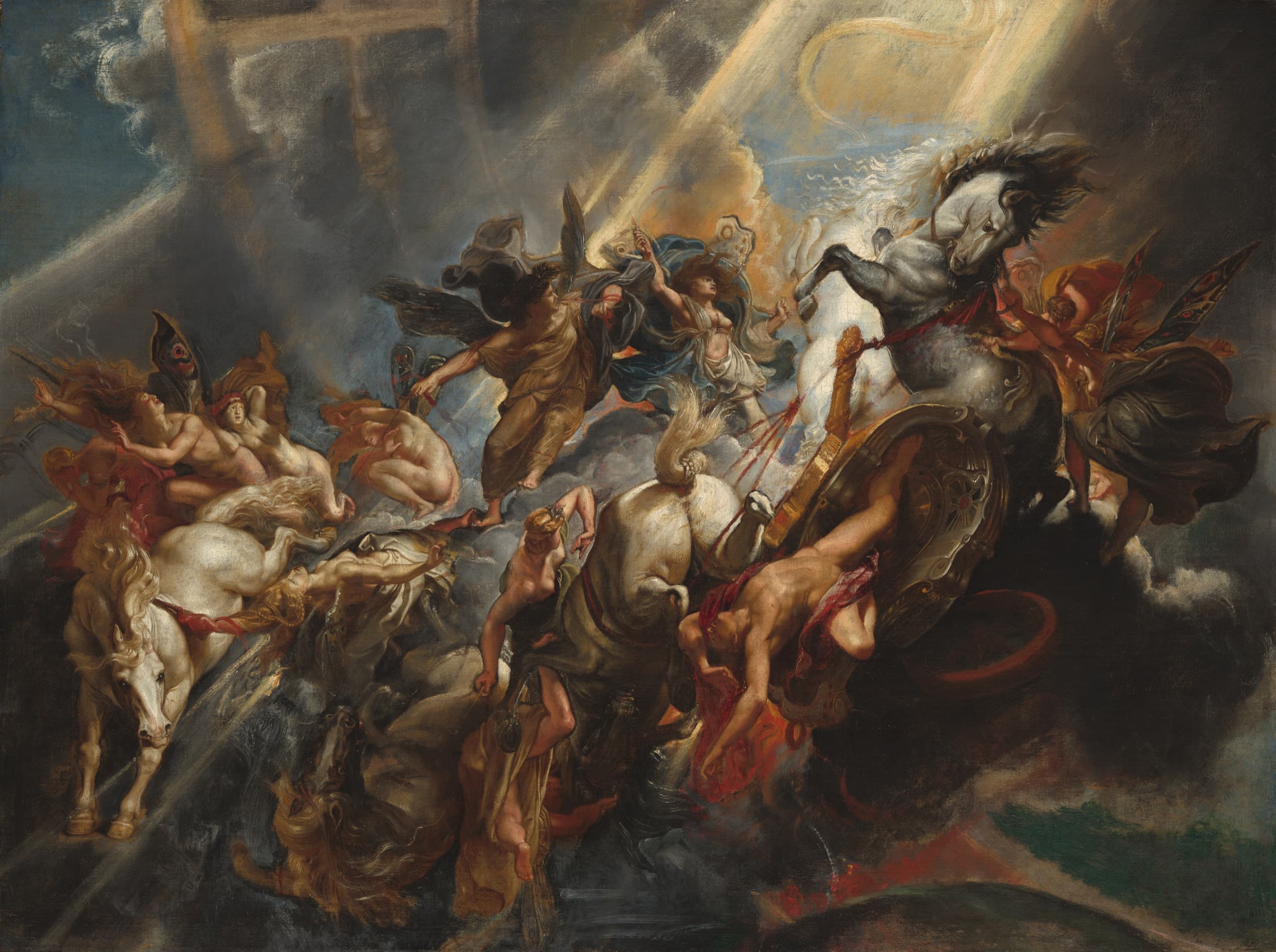 The Fall of Phaeton — a dramatic classical painting of Phaeton losing control of the chariot of the Sun